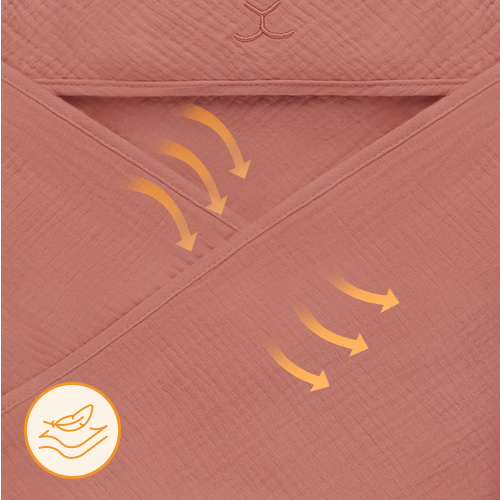 lionelo Muslin Hooded Towel Red Coral – Badetuch mit Kapuze