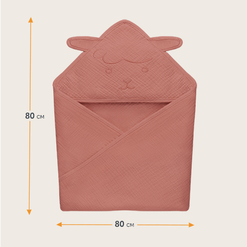 lionelo Muslin Hooded Towel Red Coral – Badetuch mit Kapuze