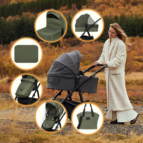 Lionelo Amber Plus 2-in-1 Green Forest — Kombikinderwagen
