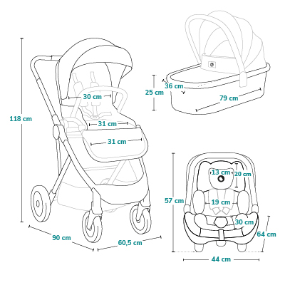 Lionelo Amber Plus 3-in-1 Beige Sand — Multifunktionskinderwagen