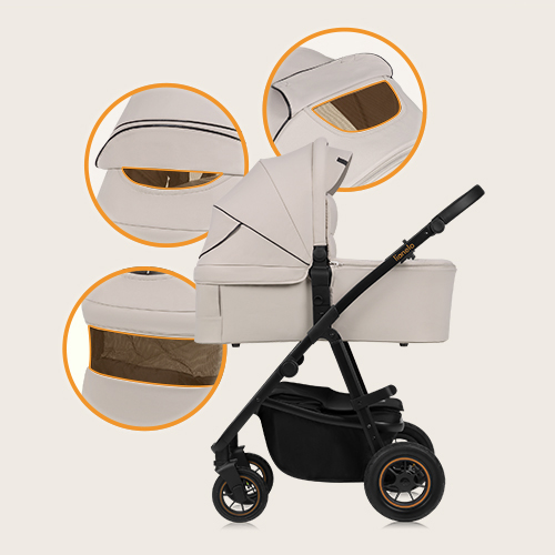 Lionelo Amber Plus 3-in-1 Beige Sand — Multifunktionskinderwagen