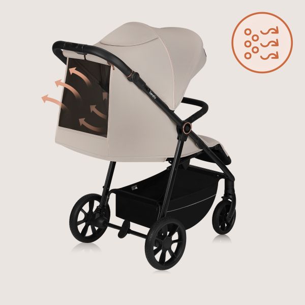 Kinderwagen mit Belüftungspaneel.