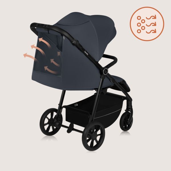 Kinderwagen mit Belüftungspaneel.