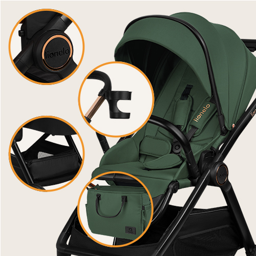 Lionelo Layla 2w1 Green Forest — Wózek wielofunkcyjny