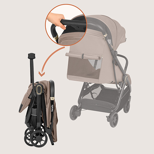 Einhand-Faltsystem des Kinderwagens.
