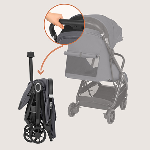 Einhand-Faltsystem des Kinderwagens.