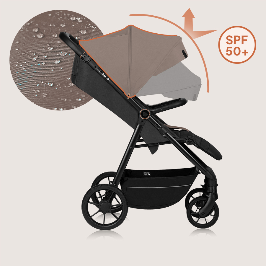 Kinderwagen mit wasserdichtem Verdeck und UPF50+ Sonnenschutz