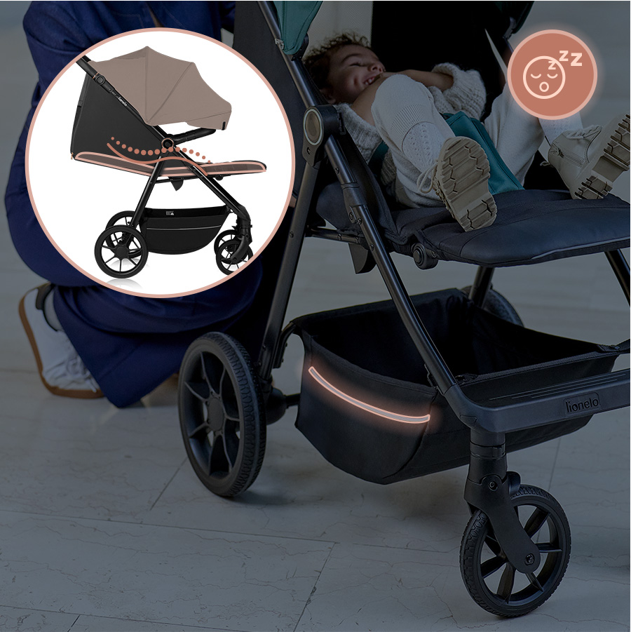Buggy mit verstellbarer Rückenlehne und Fußstütze, mitwachsend