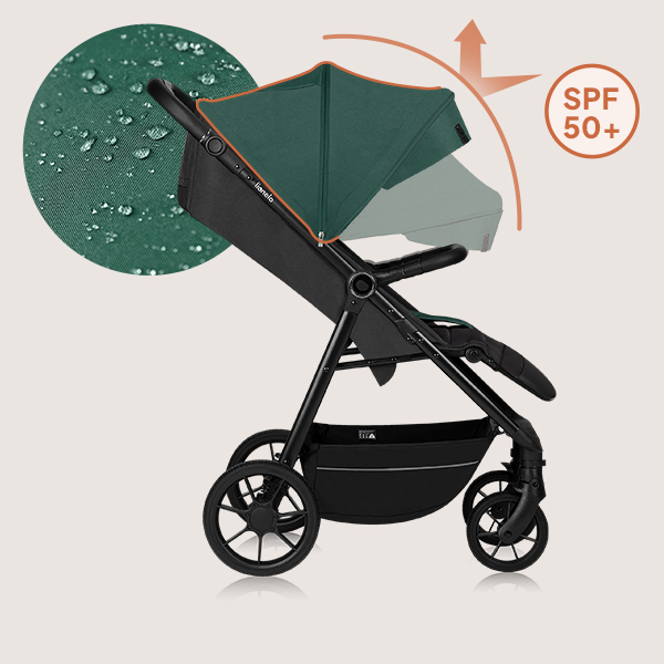 Kinderwagen mit wasserdichtem Verdeck und UPF50+ Sonnenschutz