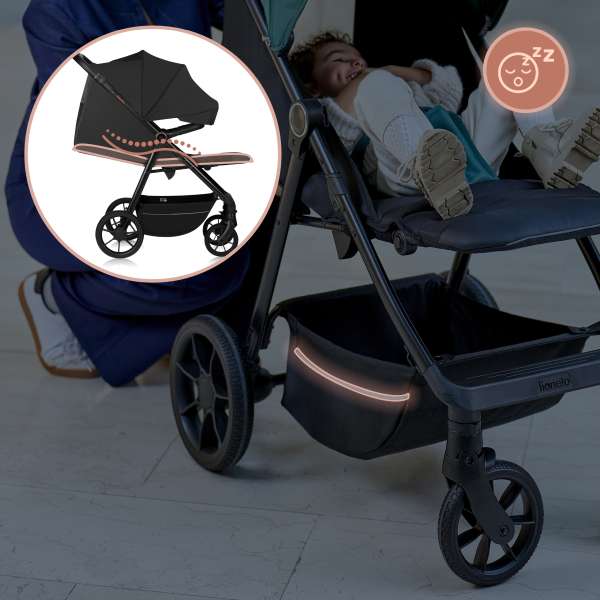 Buggy mit verstellbarer Rückenlehne und Fußstütze, mitwachsend