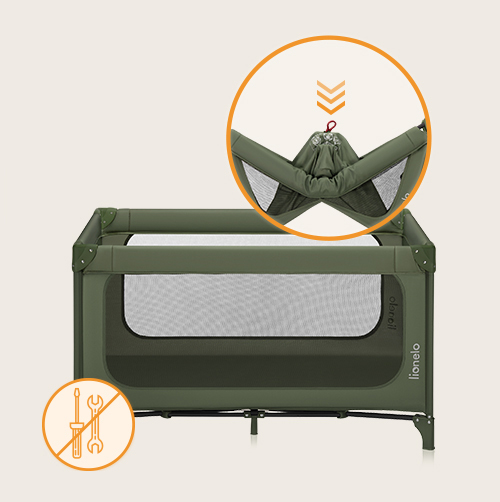 Lionelo Jasmin Easy Fold Green Olive — Bettchen 2in1