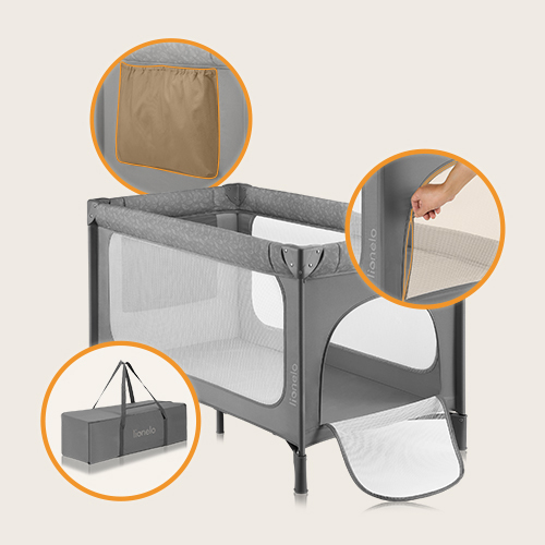 Lionelo Jasmin Easy Fold Grey Stone — Bettchen 2in1