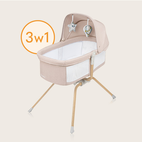 lionelo Malin Evo Beige Natural — Vielseitiges Kinderbett mit Wiege
