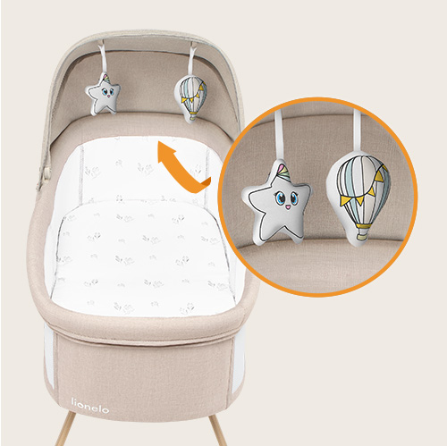 lionelo Malin Evo Beige Natural — Vielseitiges Kinderbett mit Wiege